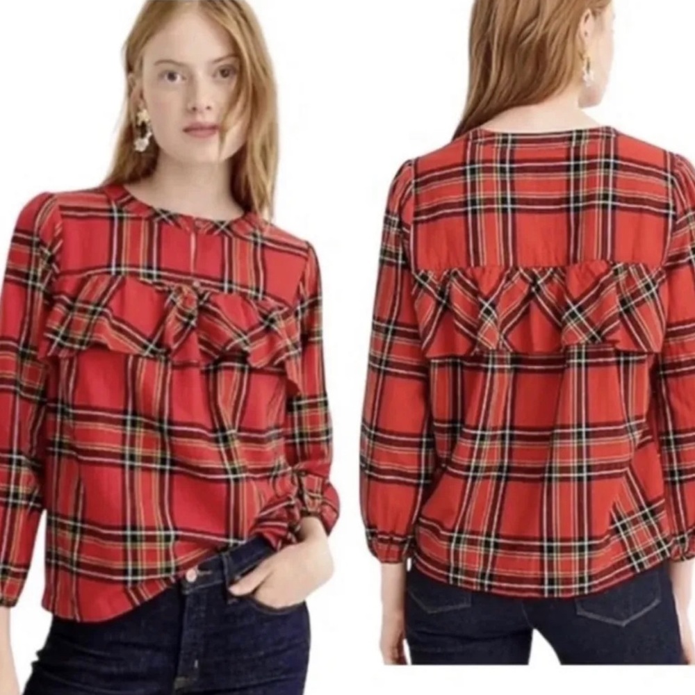 J. Crew flannel with ruffled accents